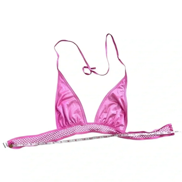 Iheartrave Pink Festival Crop Halter Top, Small Adjustable Rave Y2K Mesh - Picture 10 of 10